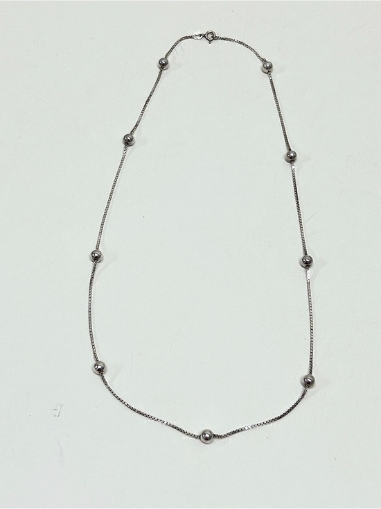 Jewelry - Vintage Sterling Silver Beaded Box Chain Necklace